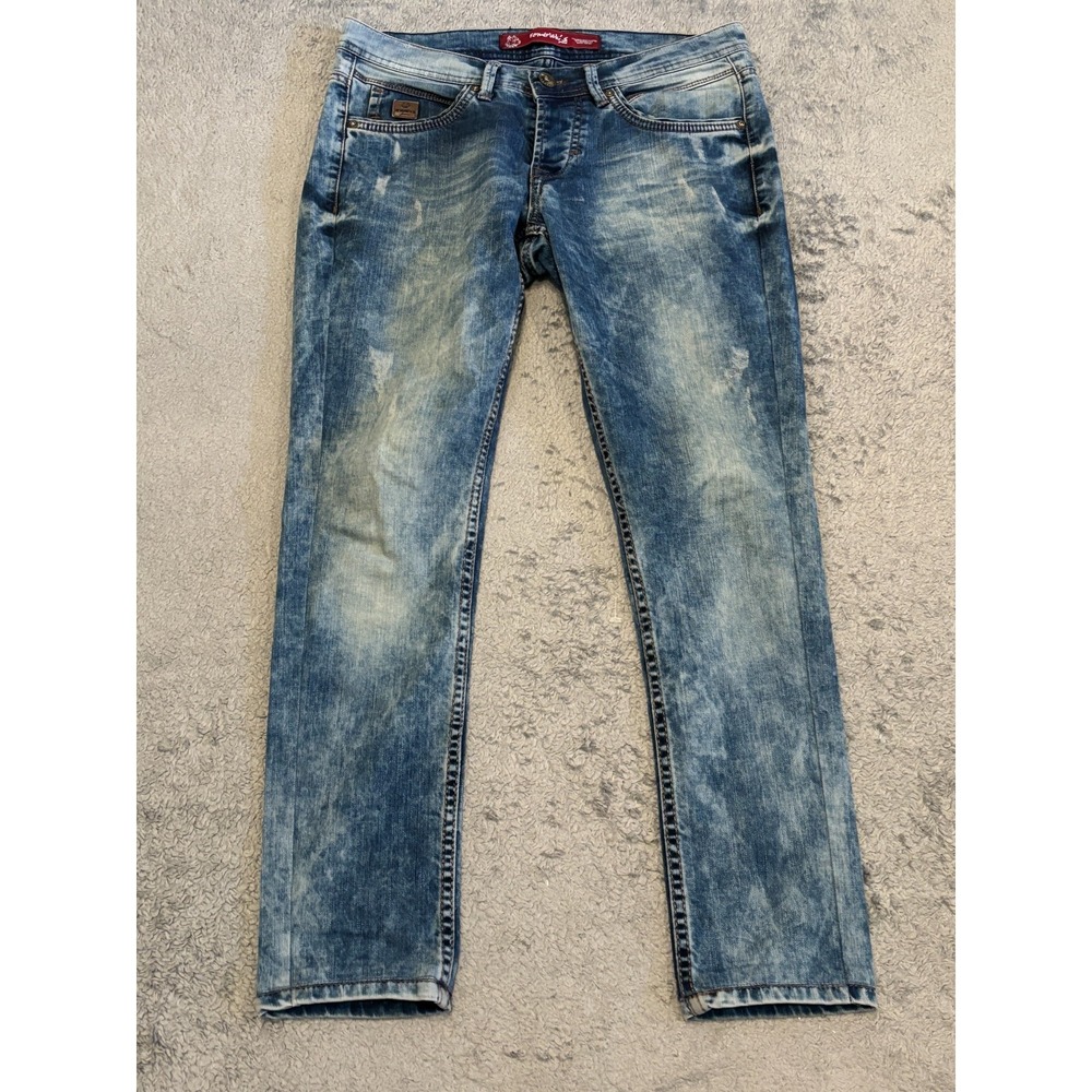 Hendricks Jeans Mens 29 (32) Stonewash Blue Denim Skinny Button Fly Stretch
